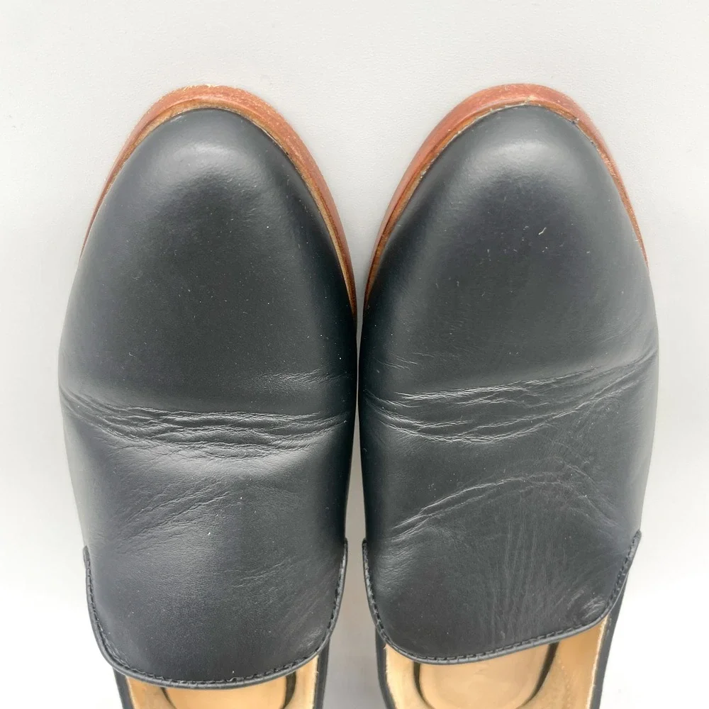 Nisolo Womens 8.5 Everyday Slip On Loafers Black Leather Flat Minimalist Office